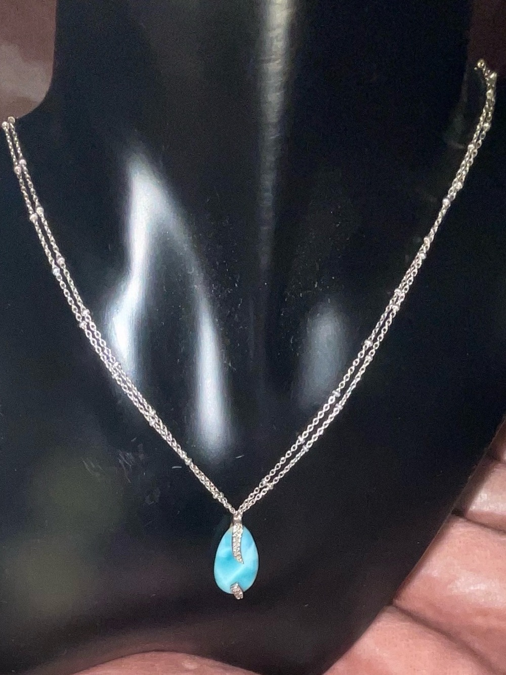 Marahlago Shore Larimar & Diamond Pendant Necklace
